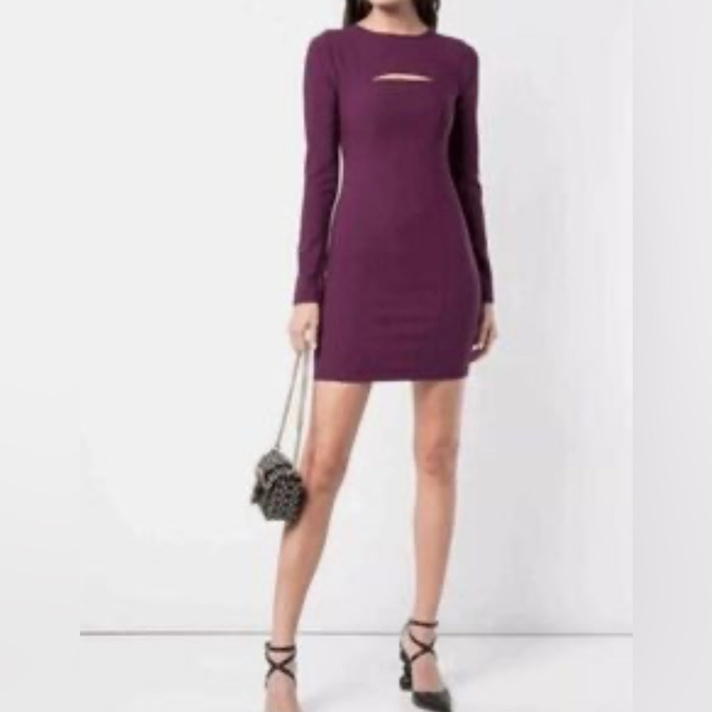Revolve Likely Keller Long Sleeve Mini Dress Bodycon ccut Out Purple Plum 12